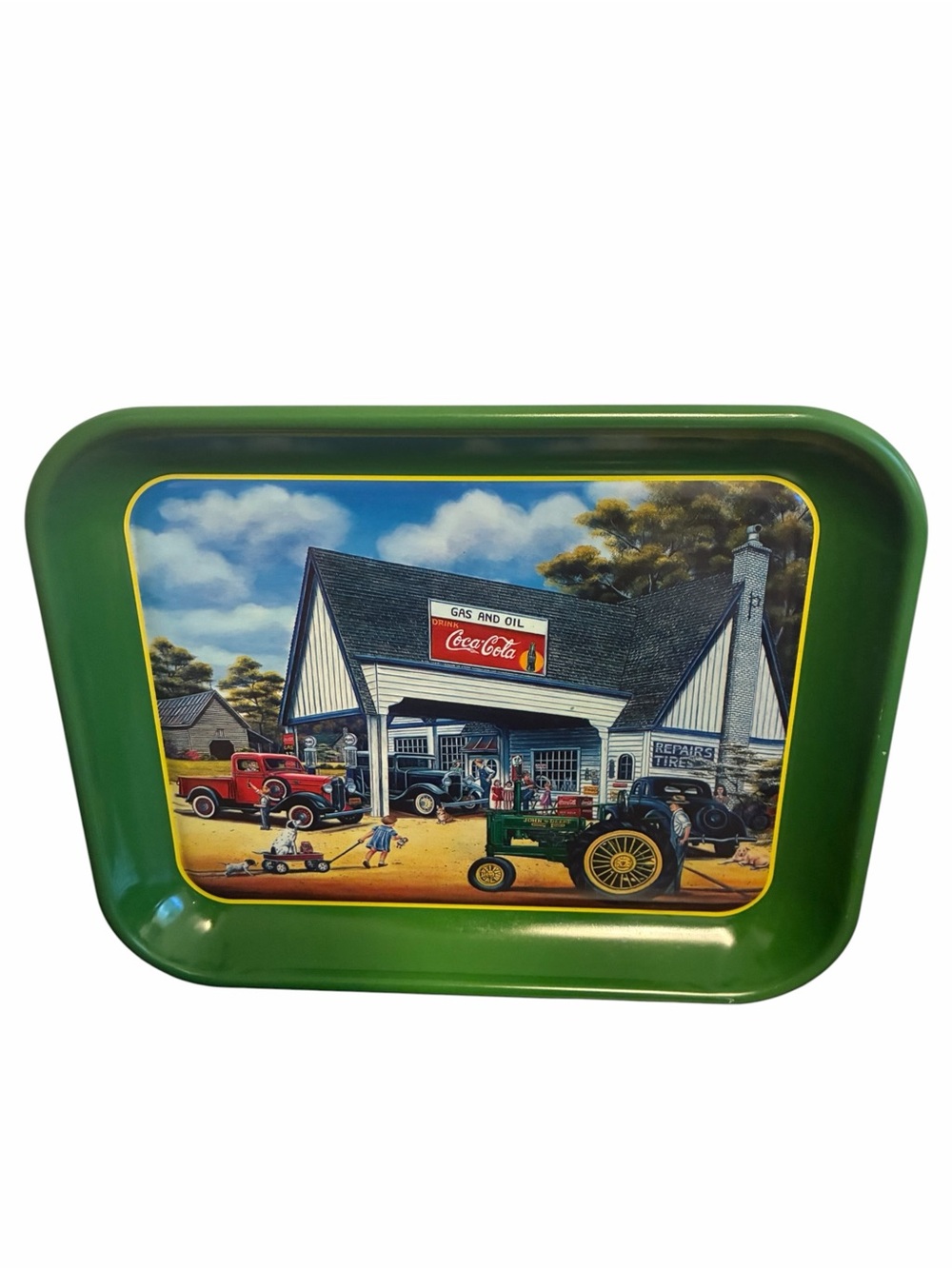 Vintage 1996 Coca-Cola John Deere Metal Tray Fillin Up On Memories Renfroe